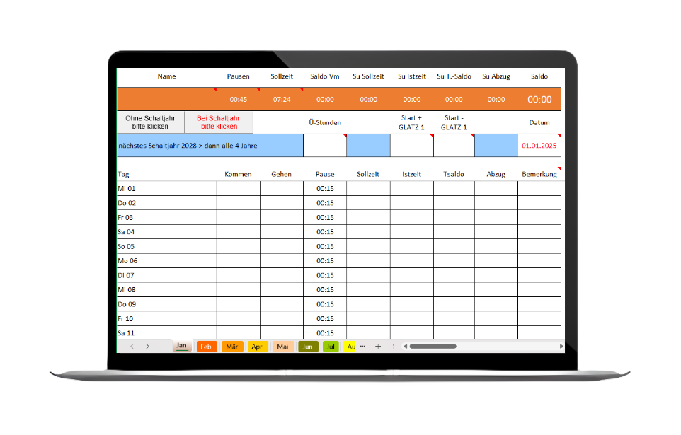 Übersicht Zeiterfassung
